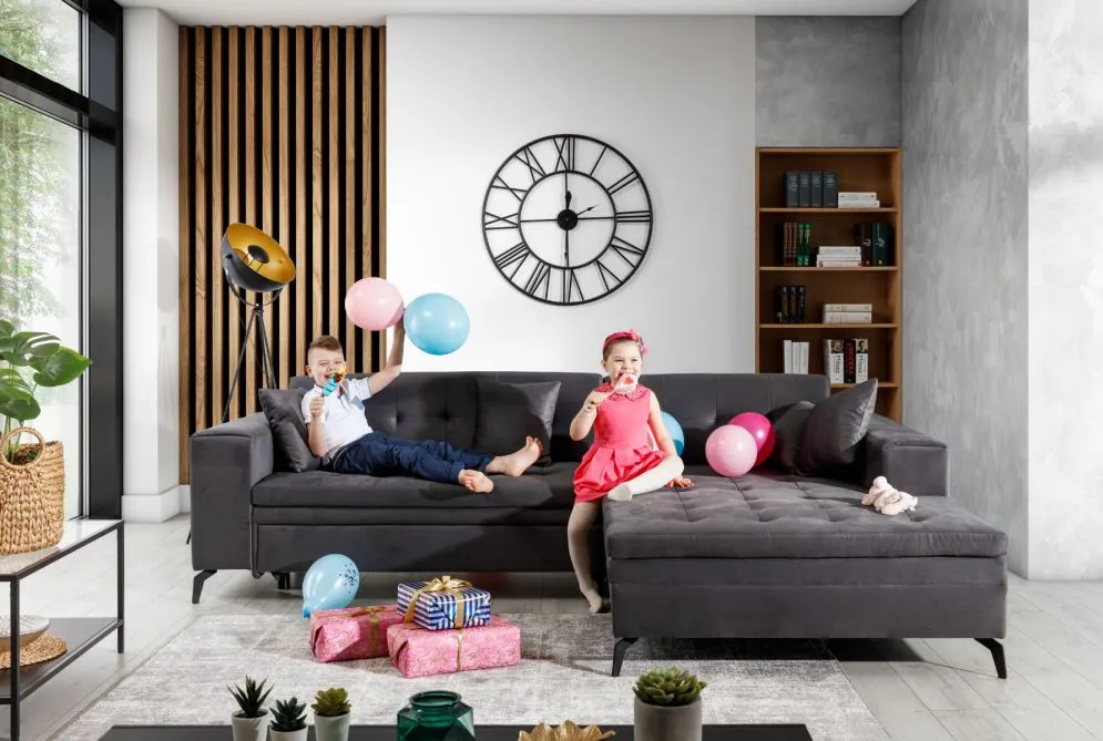 Narożnik z funkcją spania SOLANGE VELVET zielony prawy rozkładany | MIRAT. w stylu GLAMOUR kolekcja