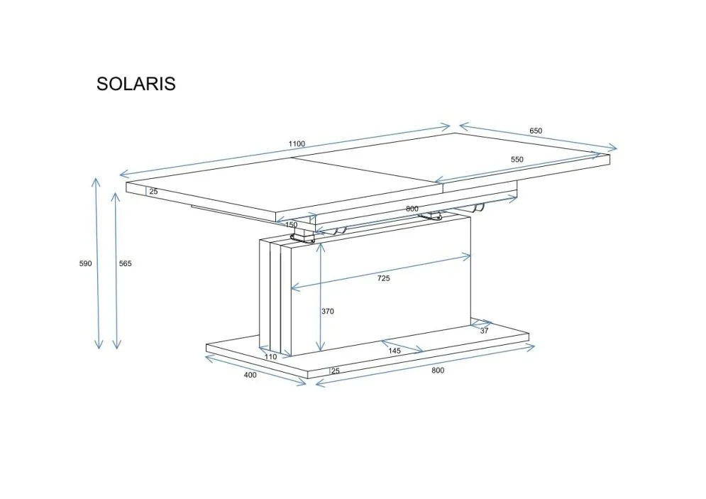 Ława rozkładana SOLARIS 110(170)x65 dąb artisan z podnośnikiem pneumatycznym I sklep meblowy MIRAT.