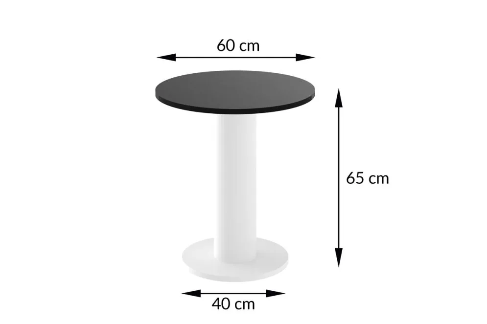 Stolik kawowy SOLO MINI ⌀60cm biały mat/czarny I sklep meblowy MIRAT. styl GLAMOUR kolekcja SOLO MINI