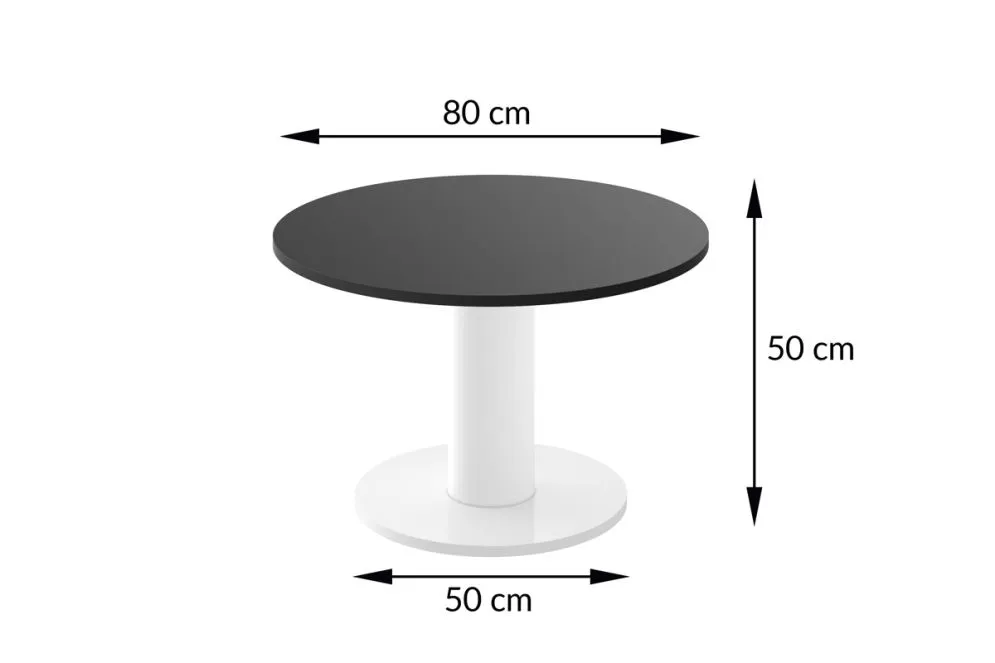 Stolik kawowy SOLO MINI ⌀80cm czarny mat/biały I sklep meblowy MIRAT. styl GLAMOUR kolekcja SOLO MINI