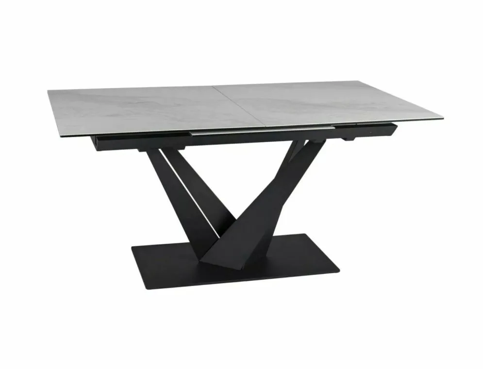 Stół rozkładany SORENTO CERAMIC 160(220)x90 biały/czarny mat ceramiczny I sklep meblowy MIRAT. styl GLAMOUR