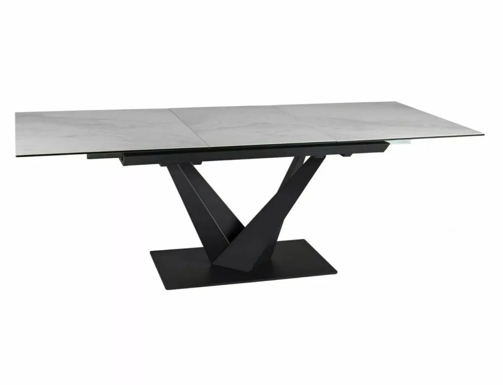 Stół rozkładany SORENTO CERAMIC 160(220)x90 biały/czarny mat ceramiczny I sklep meblowy MIRAT. styl GLAMOUR