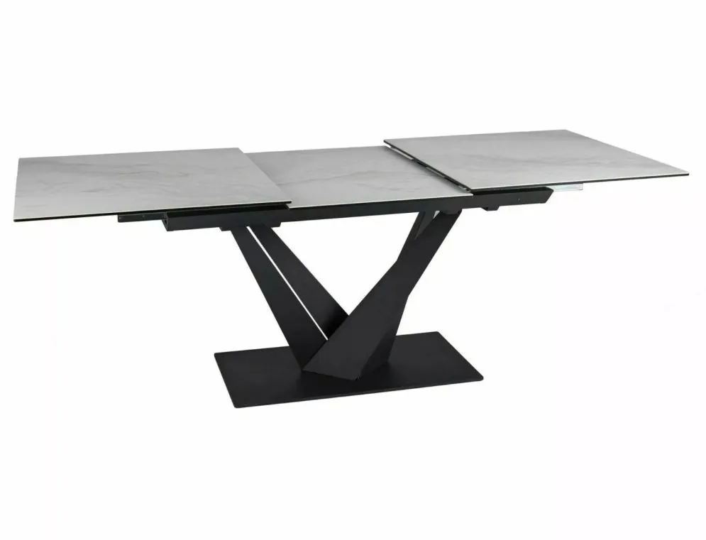 Stół rozkładany SORENTO CERAMIC 160(220)x90 biały/czarny mat ceramiczny I sklep meblowy MIRAT. styl GLAMOUR