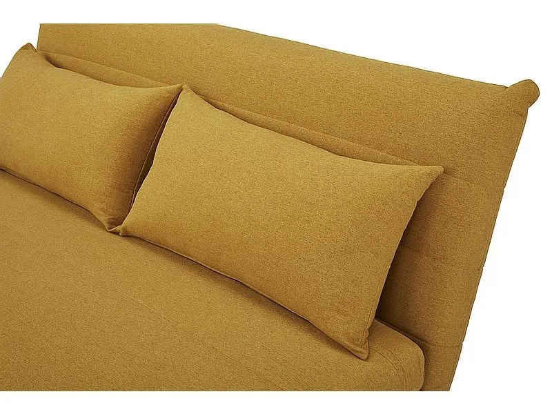 Sofa rozkładana z funkcją spania SPIKE II curry z poduszkami | MIRAT. styl SKANDYNAWSKI