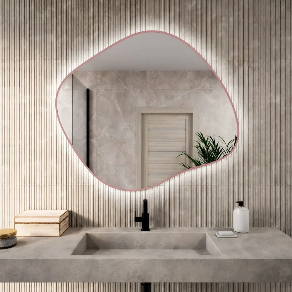 Minimalistyczne lustro łazienkowe CLOUD COLORS LED 100x86cm kolor ramki do wyboru I sklep meblowy MIRAT.