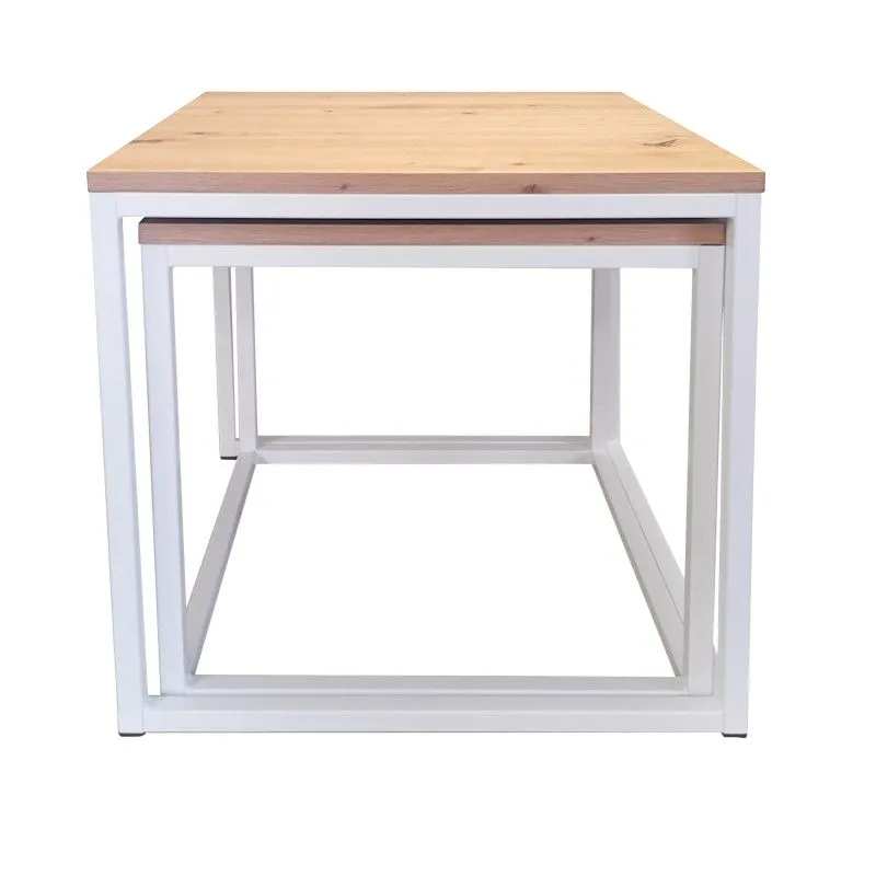 Stolik kawowy 2w1 CUBE dąb craft/biały metalowe I sklep meblowy MIRAT. styl LOFT, SKANDYNAWSKI