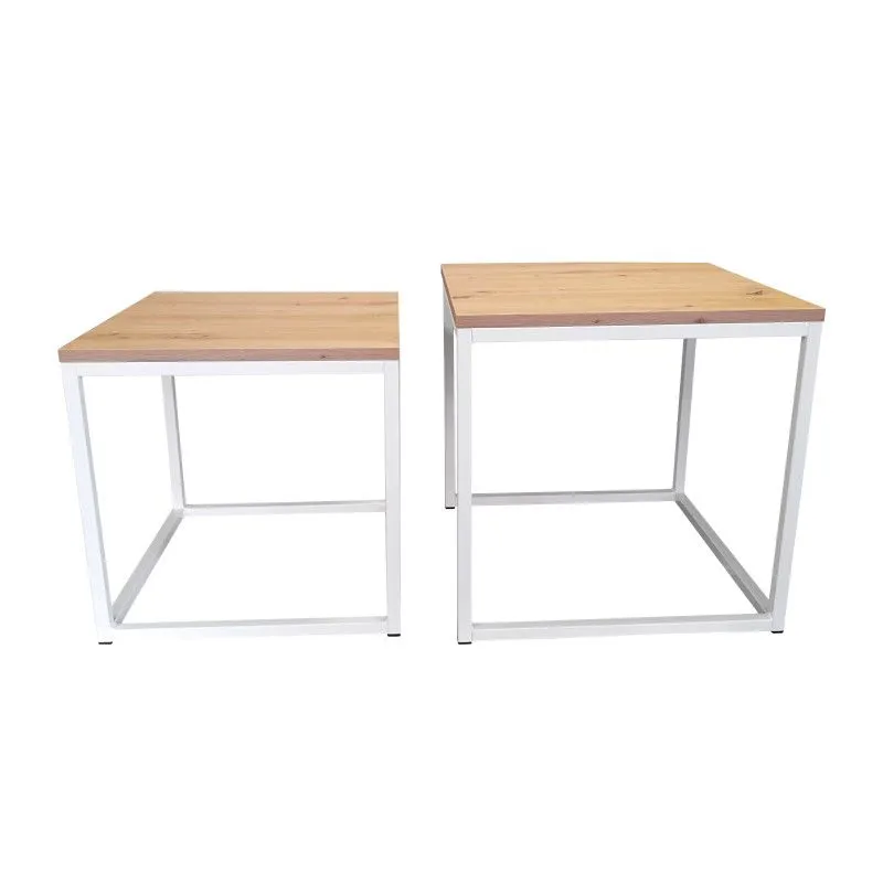 Stolik kawowy 2w1 CUBE dąb craft/biały metalowe I sklep meblowy MIRAT. styl LOFT, SKANDYNAWSKI