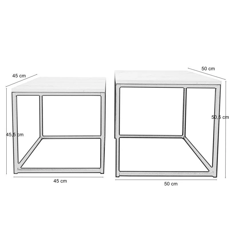 Stolik kawowy 2w1 CUBE dąb craft/biały metalowe I sklep meblowy MIRAT. styl LOFT, SKANDYNAWSKI