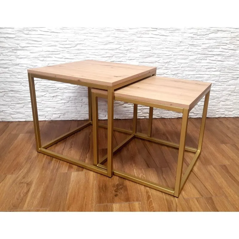 Stolik kawowy 2w1 CUBE dąb craft/złoty I kwadratowe sklep meblowy MIRAT. styl LOFT