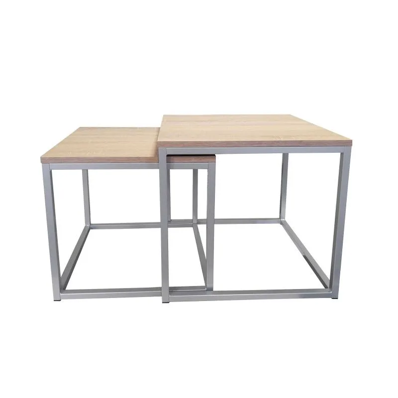 Stolik kawowy 2w1 CUBE dąb sonoma/srebrny metalowy I sklep meblowy MIRAT. styl LOFT