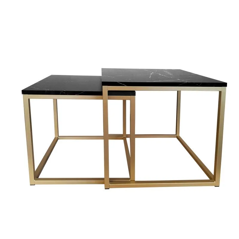 Stolik kawowy 2w1 CUBE marmur czarny/złoty metalowy I sklep meblowy MIRAT. styl LOFT