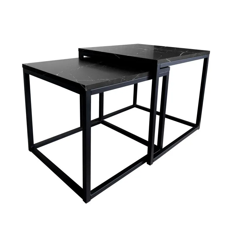 Stolik kawowy 2w1 CUBE marmur czarny kwadratowy I sklep meblowy MIRAT. styl LOFT