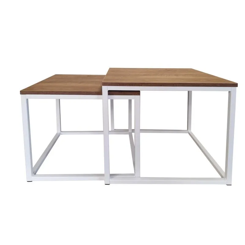 Stolik kawowy 2w1 CUBE orzech/biały kwadratowy I sklep meblowy MIRAT. styl LOFT, SKANDYNAWSKI
