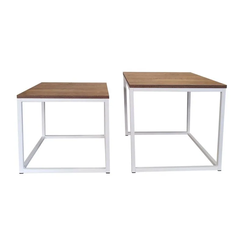 Stolik kawowy 2w1 CUBE orzech/biały kwadratowy I sklep meblowy MIRAT. styl LOFT, SKANDYNAWSKI