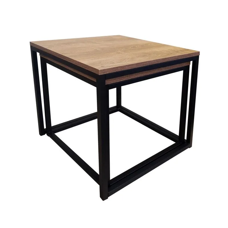 Stolik kawowy 2w1 CUBE orzech/czarny loftowy I sklep meblowy MIRAT. styl LOFT