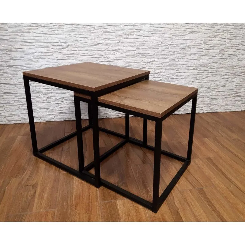 Stolik kawowy 2w1 CUBE orzech/czarny loftowy I sklep meblowy MIRAT. styl LOFT