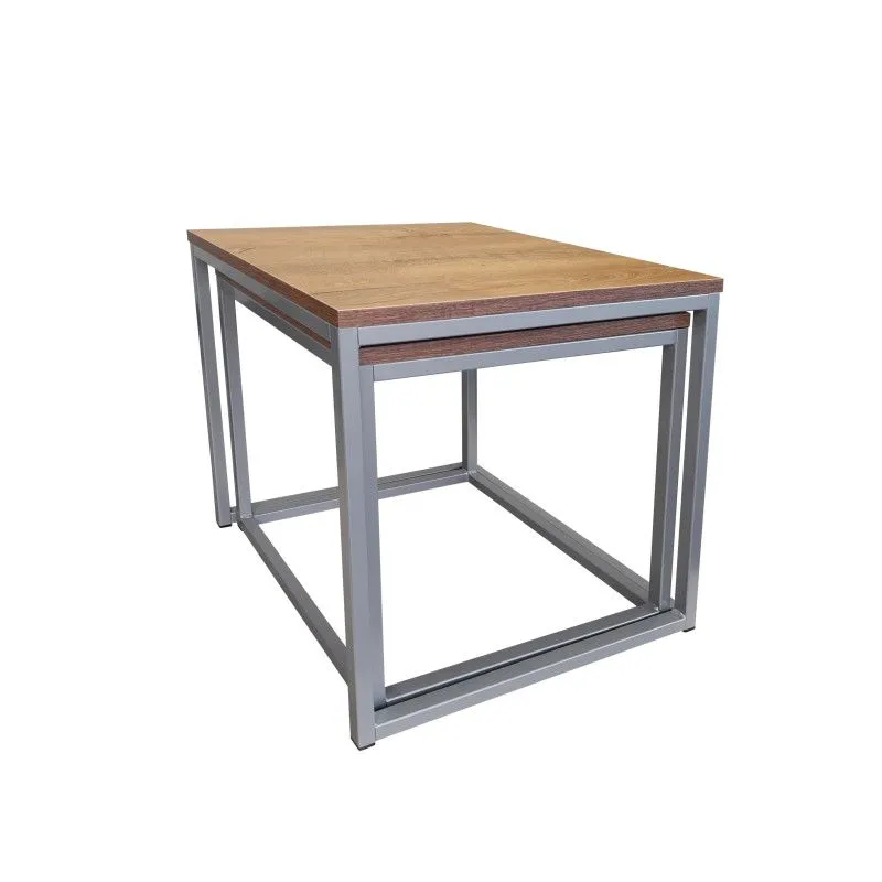 Stolik kawowy 2w1 CUBE orzech/srebrny metalowy I sklep meblowy MIRAT. styl LOFT