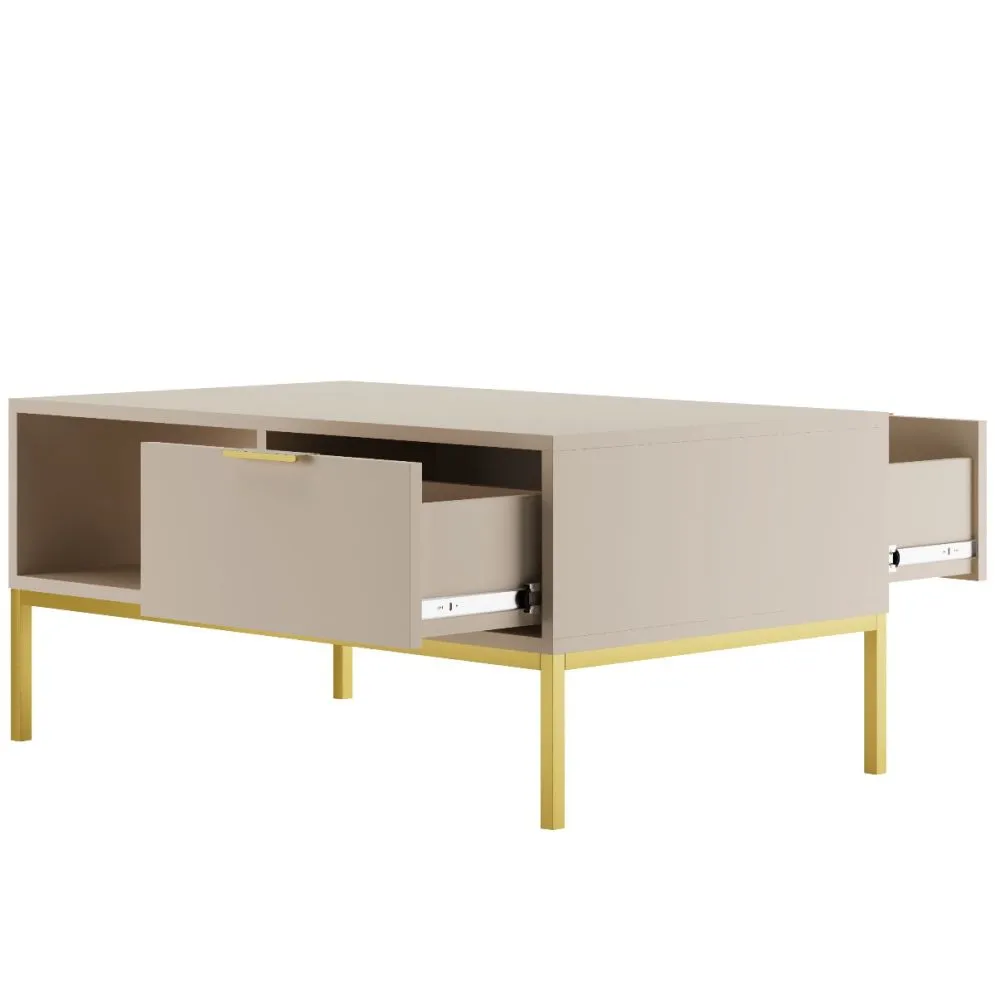 Stolik kawowy AUSTIN 100x60 kaszmir/złoty polskiej produkcji I sklep meblowy MIRAT. styl GLAMOUR