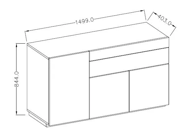 Komoda SILKE 3D1S 150cm biały połysk/dąb wotan skandynawska I sklep meblowy MIRAT. styl SKANDYNAWSKI kolekcja SILKE