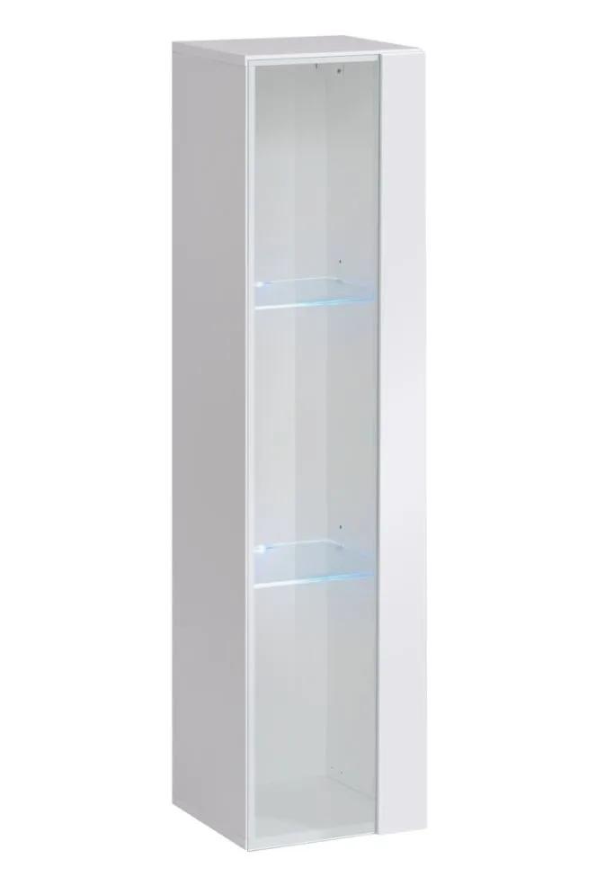 Meblościanka SWITCH LAMEL XII biała/dąb wotan z podświetleniem LED I sklep meblowy MIRAT. styl RYFLOWANY