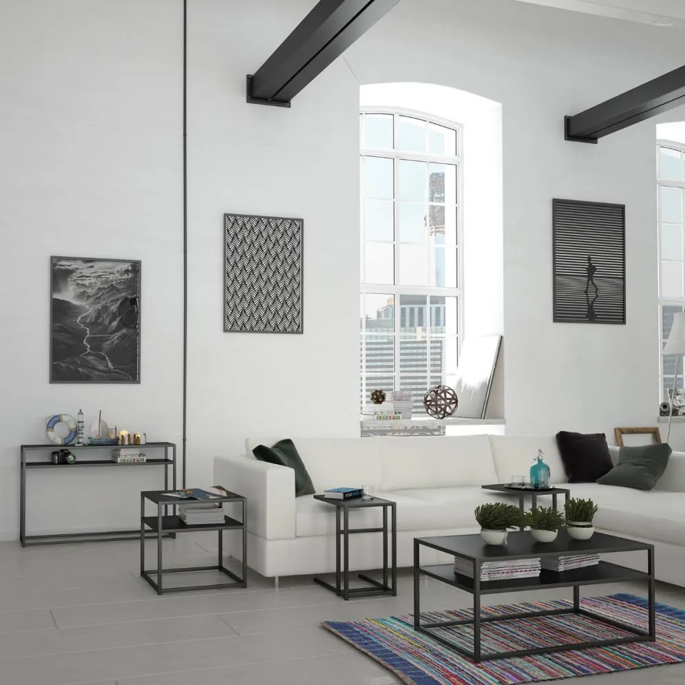Konsola SYMPHONY C 110x30 czarna w półką do przedpokoju | MIRAT. w stylu LOFT kolekcja