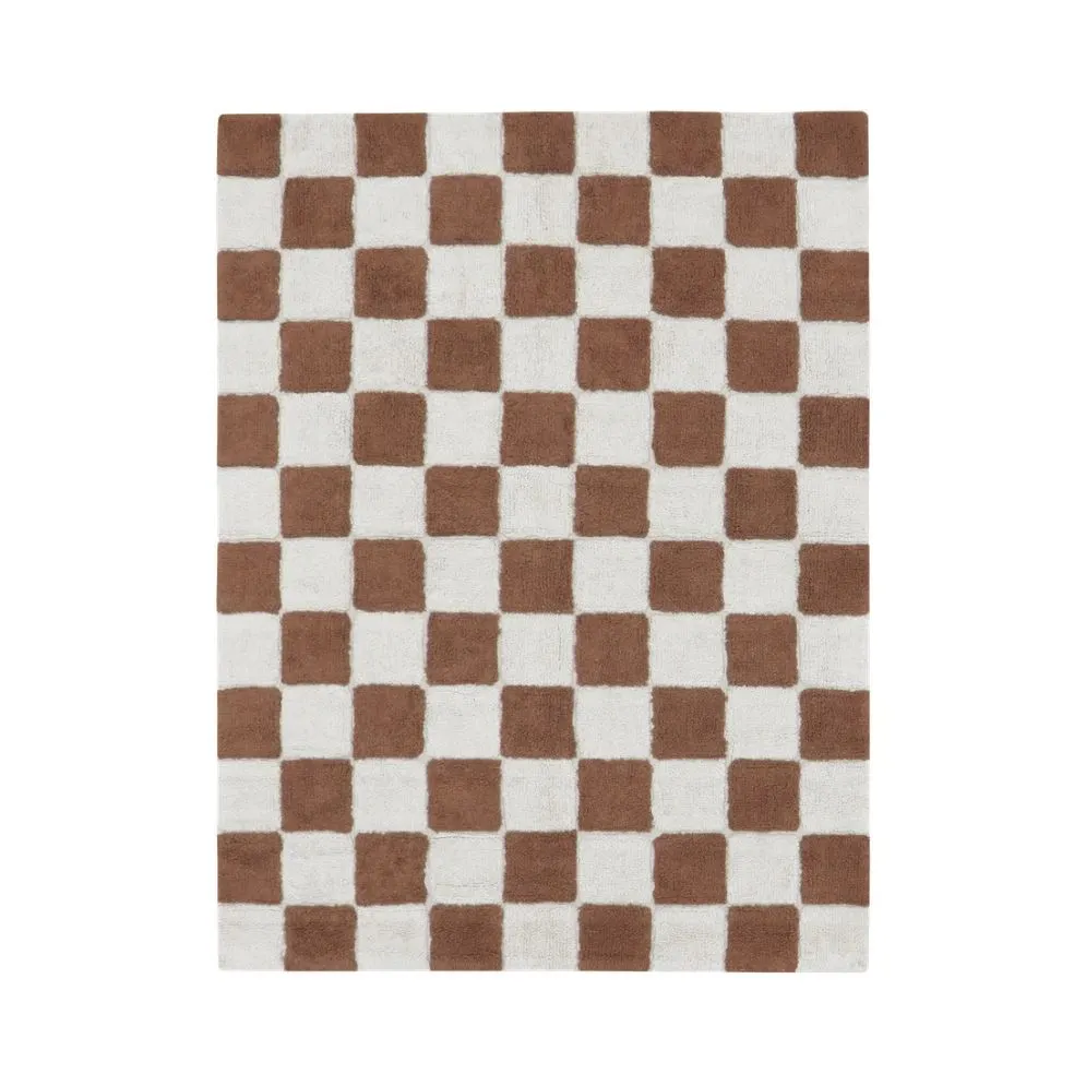 Dywan prostokątny SZACH MAT 120x160 cm kremowy/brązowy bawełniany I sklep meblowy MIRAT.
