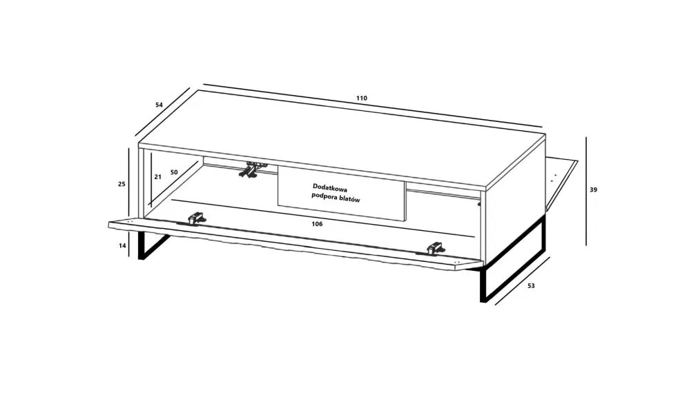 Stolik kawowy TAL 3D 110x54cm czarny mat w stylu loft I sklep meblowy MIRAT. styl LOFT, RYFLOWANY kolekcja TAL
