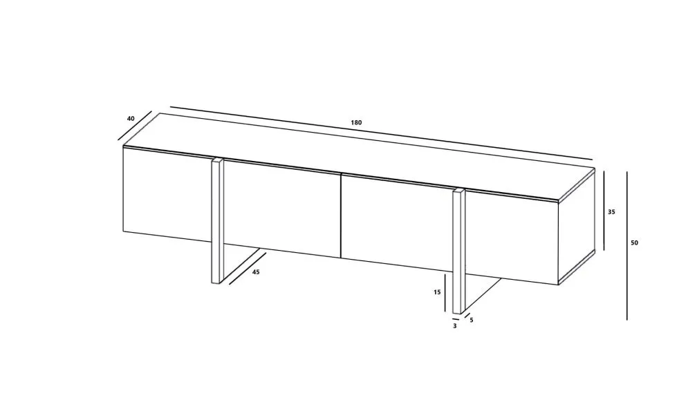 Szafka RTV GRANT 180cm czarny mat do salonu I sklep meblowy MIRAT. styl GLAMOUR, LOFT