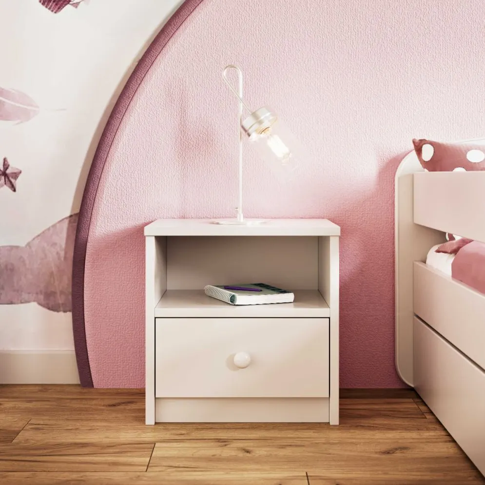 Szafka nocna BABY DREAMS biała z szufladą do pokoju dziecięcego | MIRAT. kolekcja BABY DREAMS