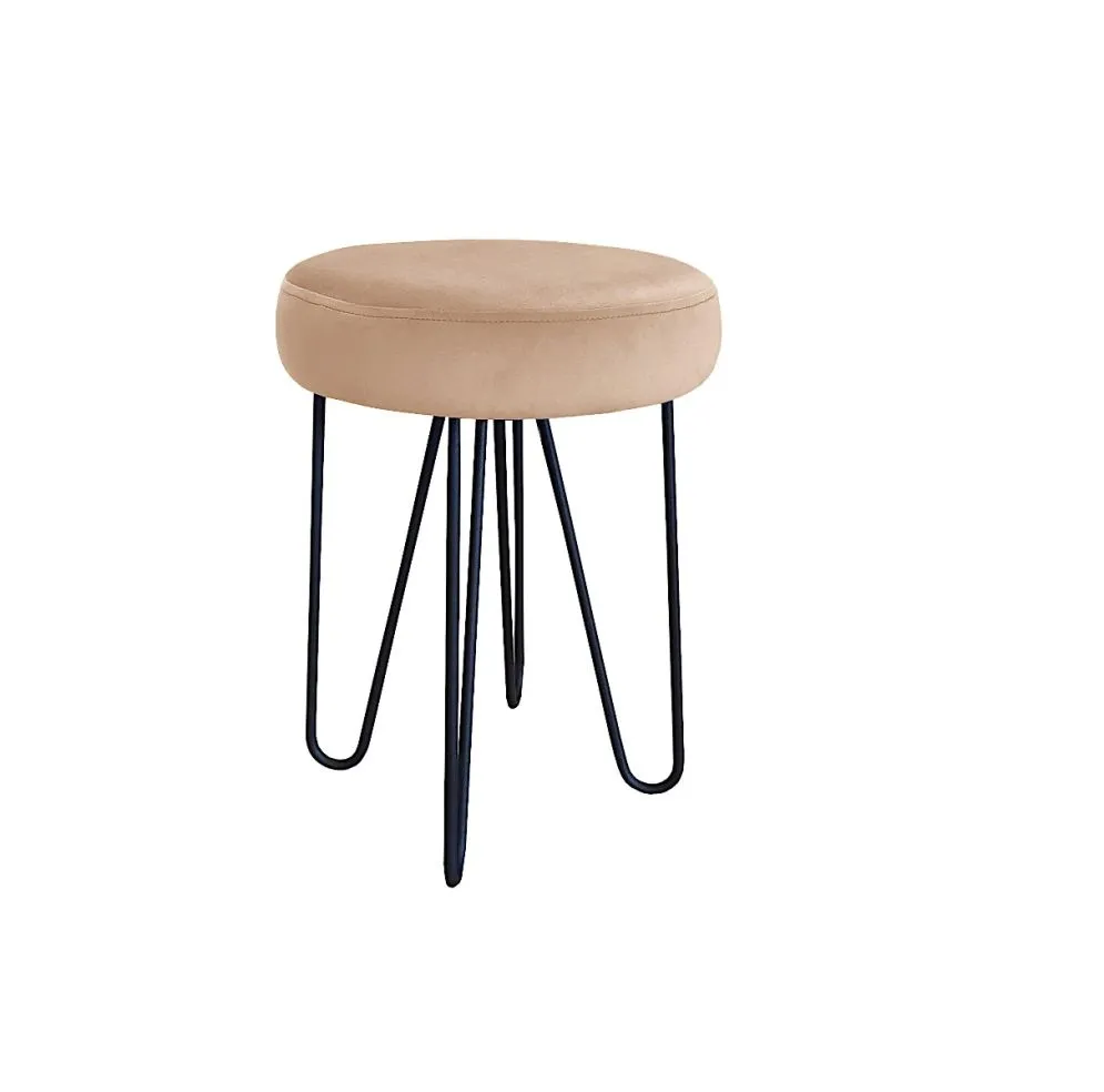 Taboret TORIN 2 MG VELVET beżowy na metalowych nogach | MIRAT.