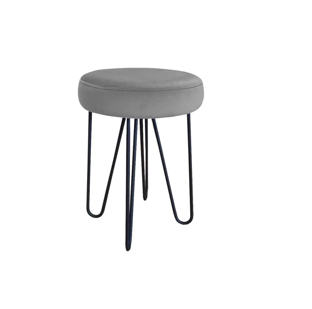 Taboret TORIN 2 MG VELVET ciemnoszary na metalowych nogach | MIRAT.