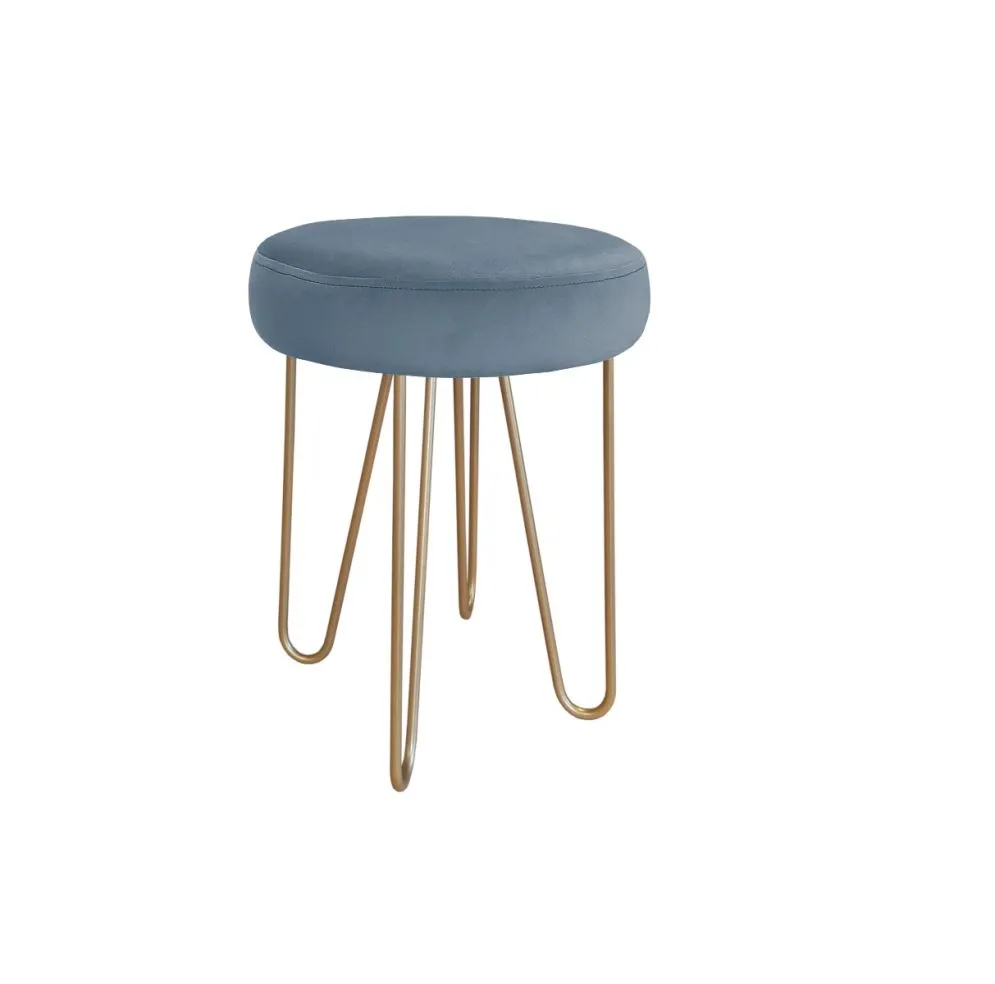 Taboret TORIN 2 BL VELVET szary na metalowych nogach | MIRAT.