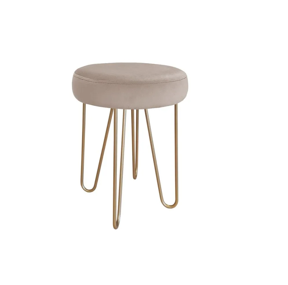 Taboret TORIN 2 MG VELVET szary na metalowych nogach | MIRAT.