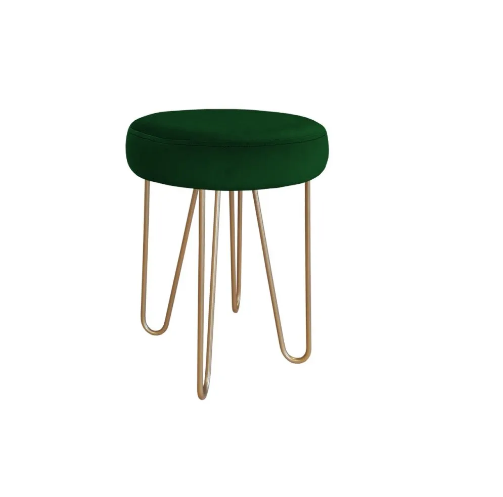 Taboret TORIN 2 MG VELVET zielony na metalowych nogach | MIRAT.