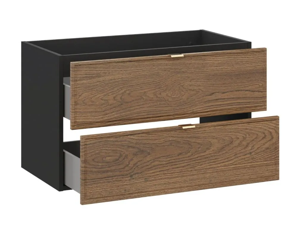 Szafka pod umywalkę nablatową TALIA CASELLA 2S 80cm dąb casella/czarny mat z blatem I sklep meblowy MIRAT. styl KLASYCZNY, LOFT