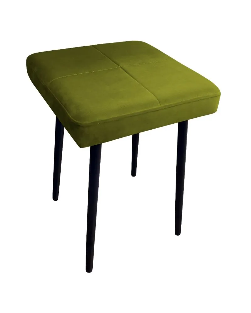 Taboret SQUARE BL VELVET oliwkowy na metalowych nogach | MIRAT.
