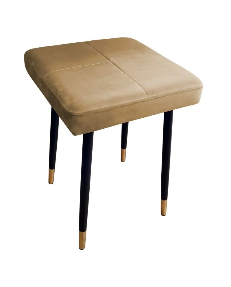 Taboret SQUARE 2 MG VELVET beżowy na metalowych nogach | MIRAT.