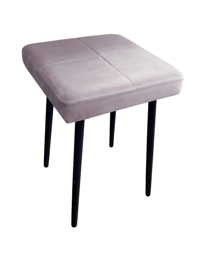 Taboret SQUARE MG VELVET jasno różowy na metalowych nogach | MIRAT.