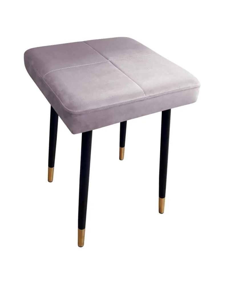 Taboret SQUARE 2 MG VELVET jasno różowy na metalowych nogach | MIRAT.