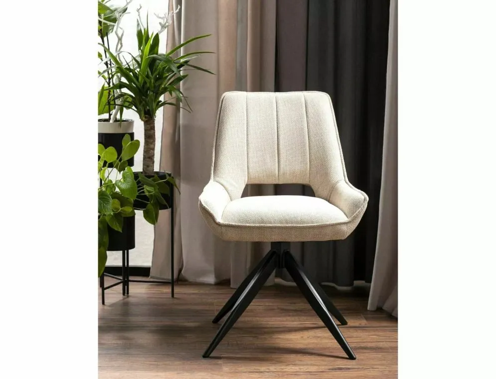 Krzesło tapicerowane TELLO BJORN jasnobeżowe obracane minimalistyczne I sklep meblowy MIRAT. styl LOFT
