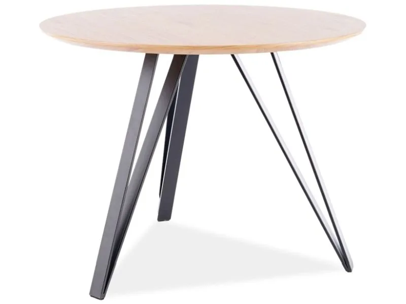 Stół okrągły TETIS dąb/czarny na metalowych nogach | MIRAT. styl LOFT
