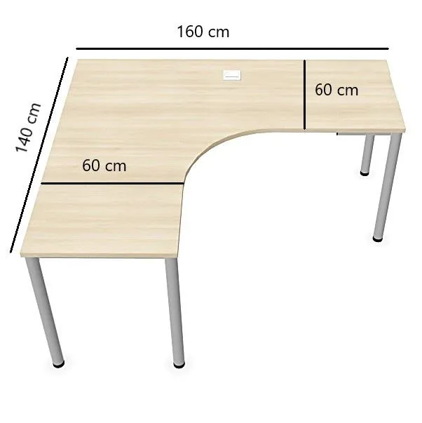 Biurko narożne EASY SPACE I-LEG LS 160x140cm białe typu L I sklep meblowy MIRAT.
