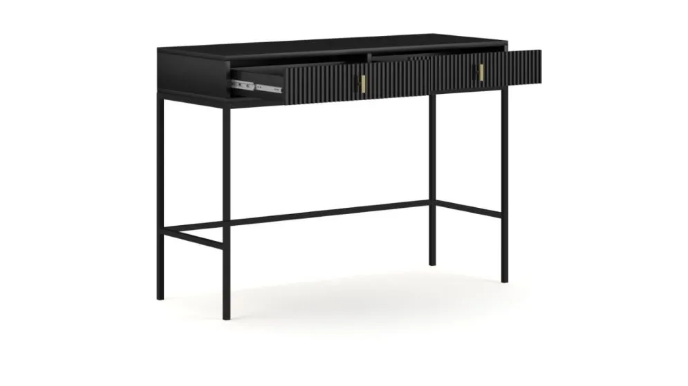 Toaletka MAGGIORE 104 cm czarna mat z szufladami I sklep meblowy MIRAT. styl GLAMOUR, RYFLOWANY