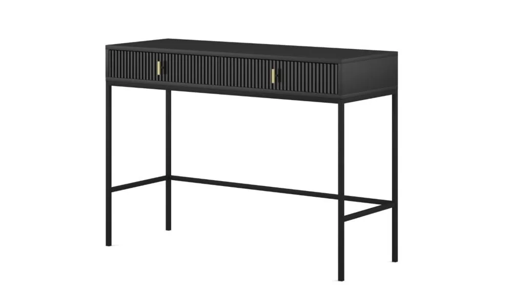 Toaletka MAGGIORE 104 cm czarna mat z szufladami I sklep meblowy MIRAT. styl GLAMOUR, RYFLOWANY
