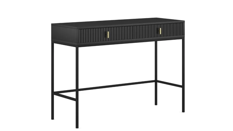 Toaletka MAGGIORE 104 cm czarna mat z szufladami I sklep meblowy MIRAT. styl GLAMOUR, RYFLOWANY