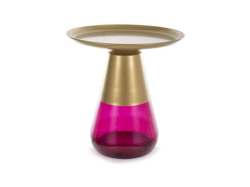 Stolik kawowy TIFFANY A GOLD 50x50 złoty/fioletowy z metalowym blatem I sklep meblowy MIRAT. styl GLAMOUR