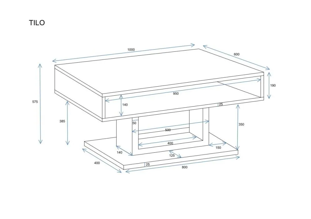 Ława TILO 100x60 dąb natura/czarna w stylu loft I sklep meblowy MIRAT.