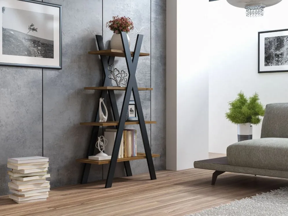 Regał na książki TIPI dąb wotan/czarny do salonu | MIRAT. w stylu LOFT kolekcja