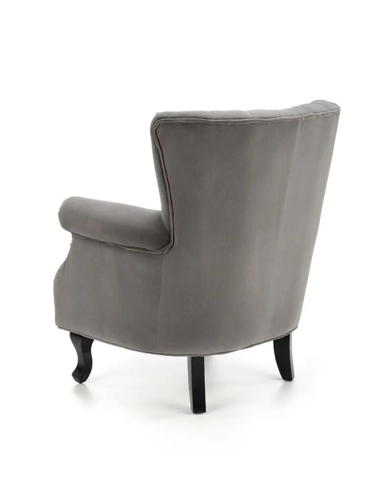 Fotel do salonu TITAN VELVET szary w stylu ludwikowskim | MIRAT.