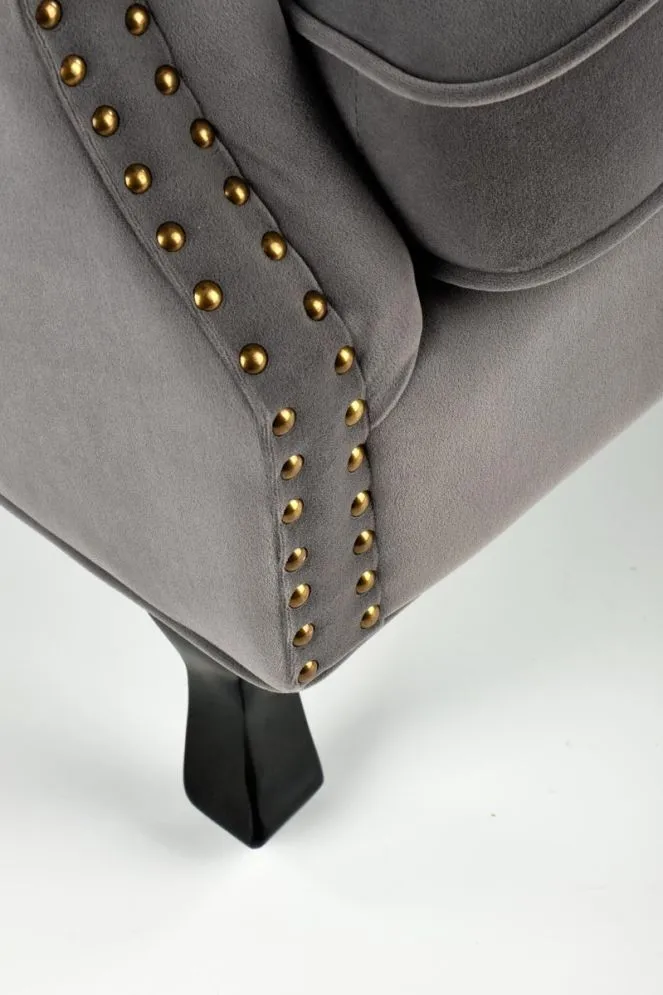 Fotel do salonu TITAN VELVET szary w stylu ludwikowskim | MIRAT.